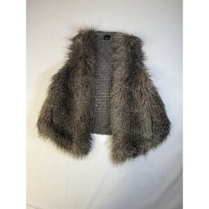 $258 Ella Moss Women’s Faux Fur Cotton Blend Crochet Back Vest Size XS/S